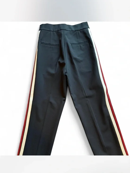 Sandro Paris Black Track-Style Trousers with Red & White Side Stripe - Picture 5 of 7